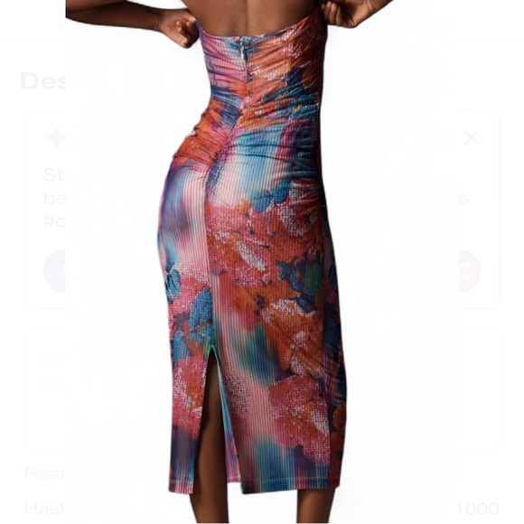 Anthropologie Dress Strapless Ruched Mesh Pink Blue Purple SIZE MEDIUM NEW - Picture 2 of 4